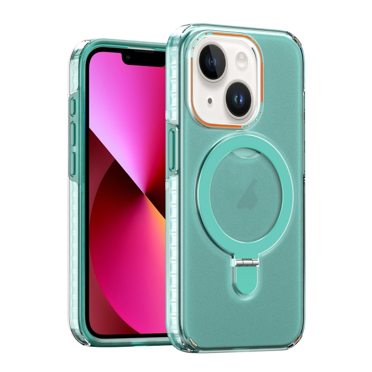 

For iPhone 13 Colorful 2 in 1 MagSafe Holder Phone Case(Green)