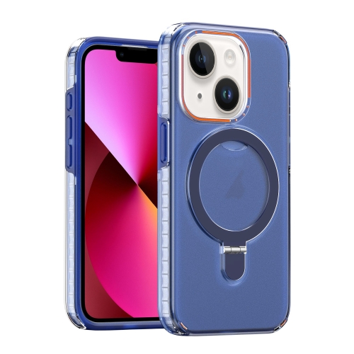 

For iPhone 13 Colorful 2 in 1 MagSafe Holder Phone Case(Blue)