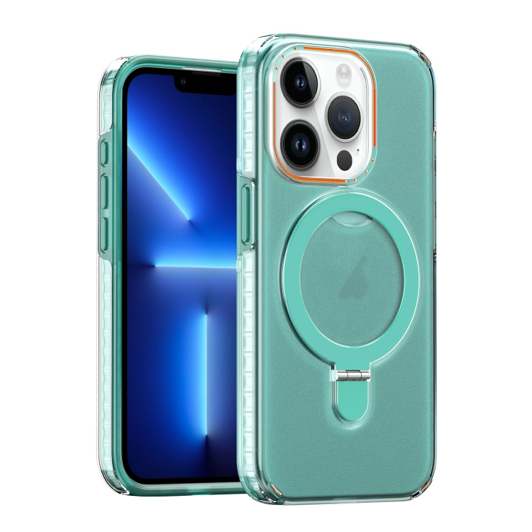 

For iPhone 13 Pro Colorful 2 in 1 MagSafe Holder Phone Case(Green)