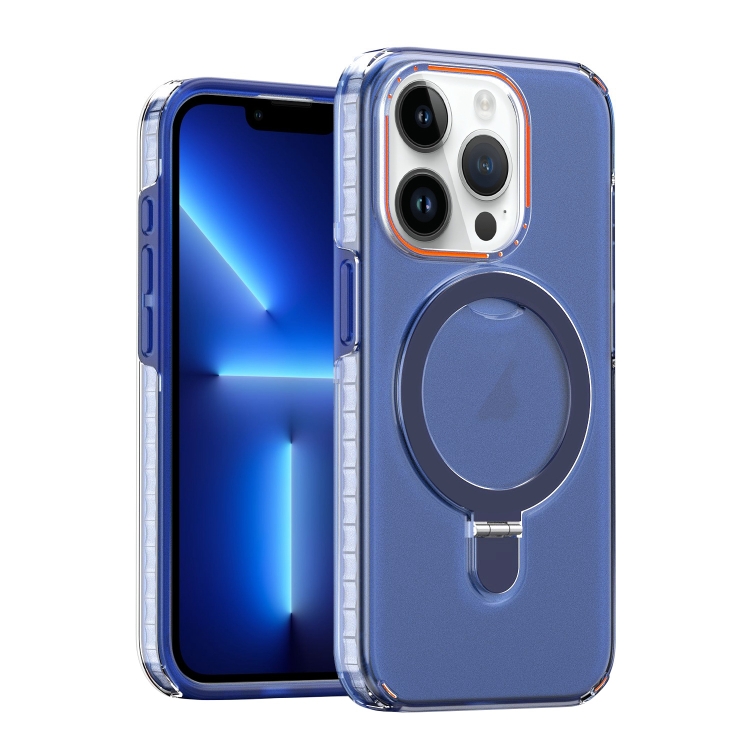 

For iPhone 13 Pro Colorful 2 in 1 MagSafe Holder Phone Case(Blue)