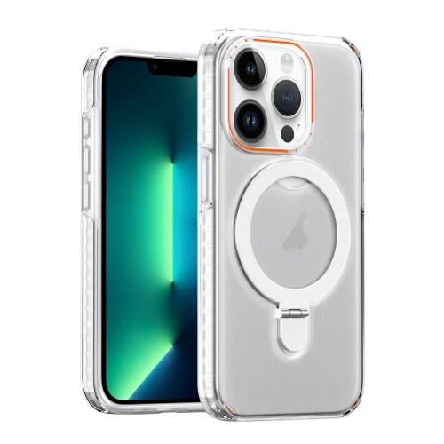 

For iPhone 13 Pro Max Colorful 2 in 1 MagSafe Holder Phone Case(White)
