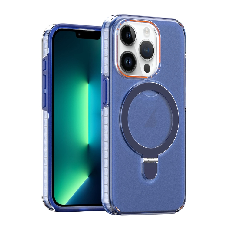 

For iPhone 13 Pro Max Colorful 2 in 1 MagSafe Holder Phone Case(Blue)