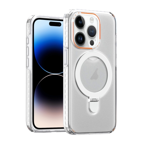 

For iPhone 14 Pro Colorful 2 in 1 MagSafe Holder Phone Case(White)