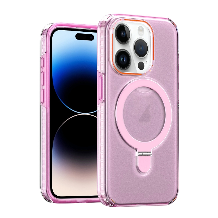 

For iPhone 14 Pro Colorful 2 in 1 MagSafe Holder Phone Case(Purple)