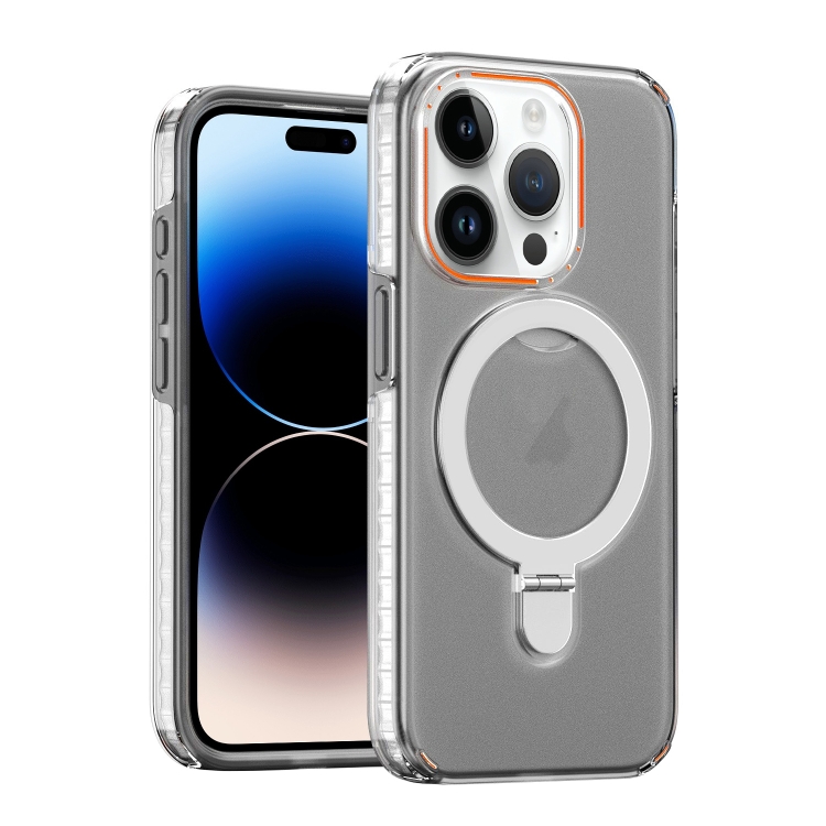 

For iPhone 15 Pro Colorful 2 in 1 MagSafe Holder Phone Case(Black)
