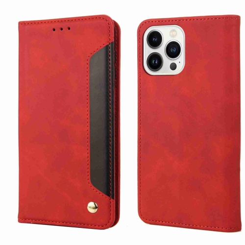 

For iPhone 15 Pro Skin Feel Splicing Leather Phone Case(Red)