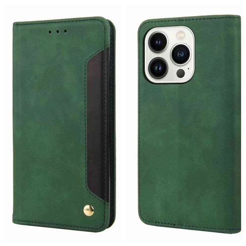 

For iPhone 16 Pro Skin Feel Splicing Leather Phone Case(Green)