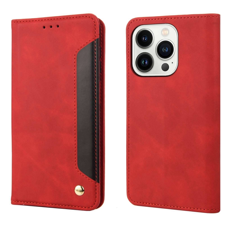 

For iPhone 16 Pro Skin Feel Splicing Leather Phone Case(Red)