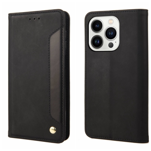 

For iPhone 16 Pro Skin Feel Splicing Leather Phone Case(Black)