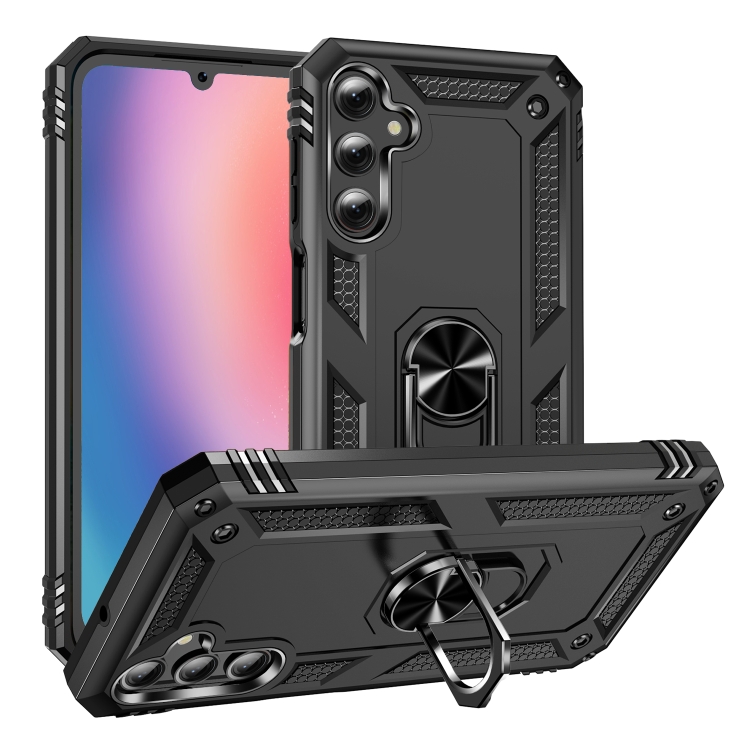

For Samsung Galaxy A25 5G Shockproof TPU + PC Phone Case with Holder(Black)