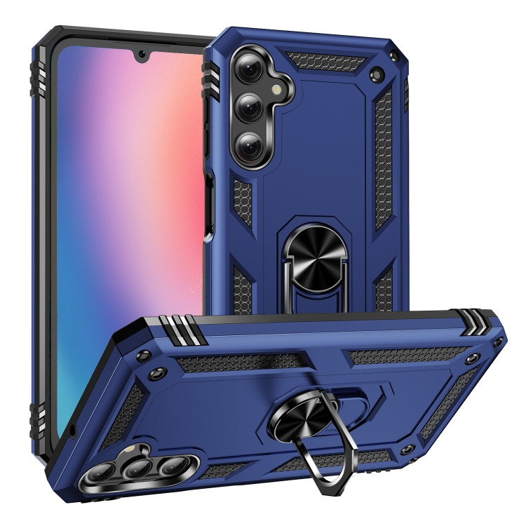 

For Samsung Galaxy A25 5G Shockproof TPU + PC Phone Case with Holder(Blue)