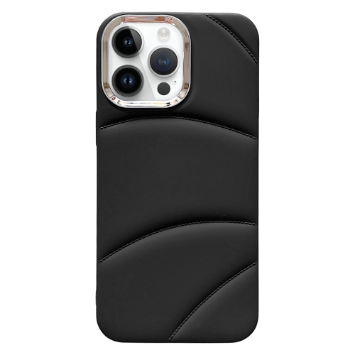 

For iPhone 15 Pro Max Electroplating Liquid Down Jacket TPU Phone Case(Black)