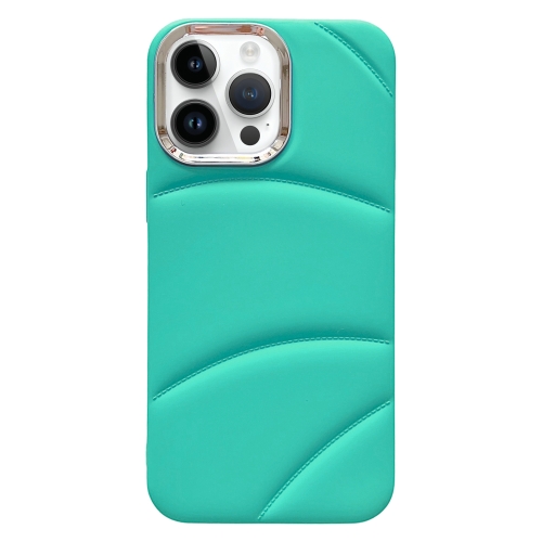 

For iPhone 15 Pro Max Electroplating Liquid Down Jacket TPU Phone Case(Sky Blue)