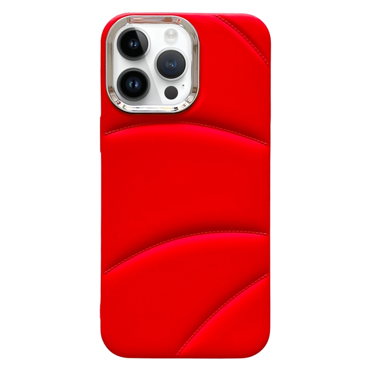 

For iPhone 15 Pro Electroplating Liquid Down Jacket TPU Phone Case(Red)