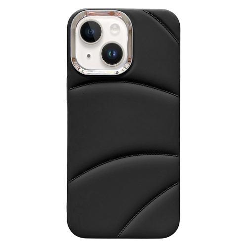 

For iPhone 15 Plus Electroplating Liquid Down Jacket TPU Phone Case(Black)