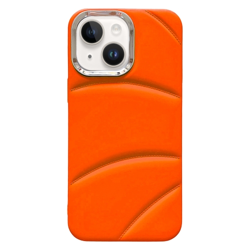 

For iPhone 14 Plus Electroplating Liquid Down Jacket TPU Phone Case(Orange)