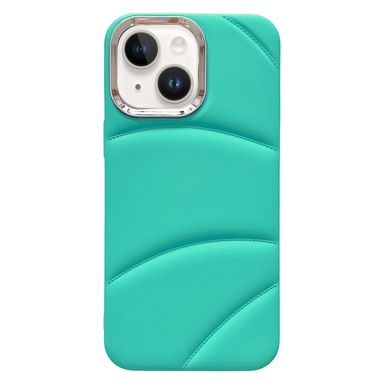 

For iPhone 14 Plus Electroplating Liquid Down Jacket TPU Phone Case(Sky Blue)