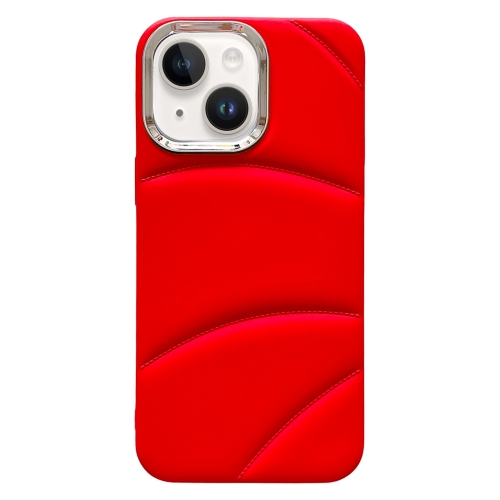 

For iPhone 14 Plus Electroplating Liquid Down Jacket TPU Phone Case(Red)