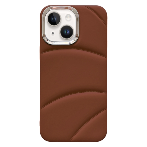 

For iPhone 14 Electroplating Liquid Down Jacket TPU Phone Case(Brown)