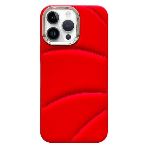 

For iPhone 14 Pro Max Electroplating Liquid Down Jacket TPU Phone Case(Red)