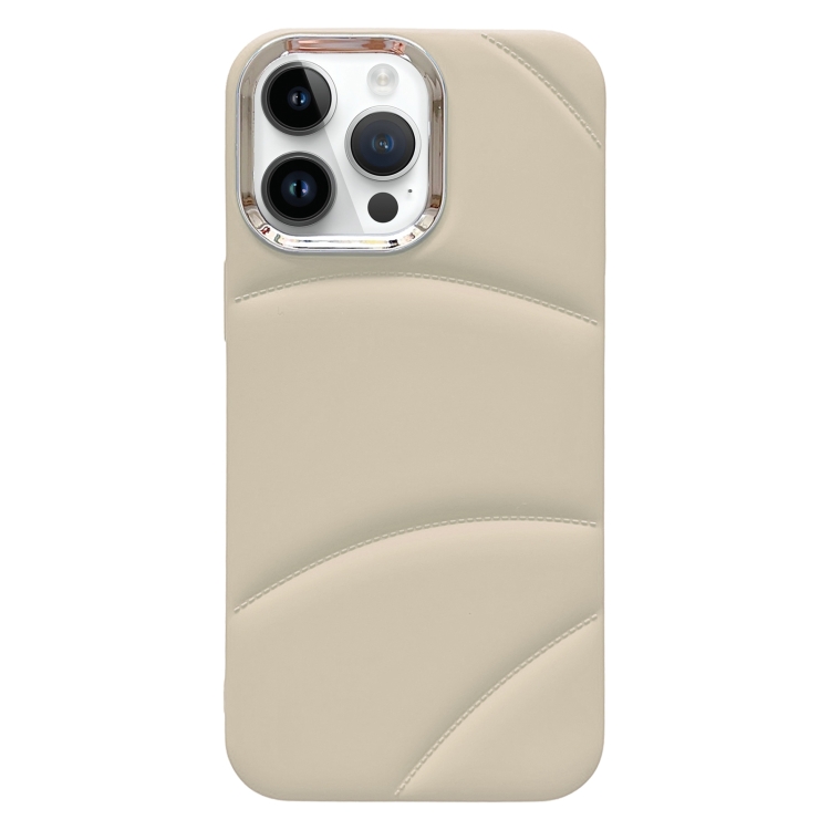 

For iPhone 14 Pro Max Electroplating Liquid Down Jacket TPU Phone Case(White)