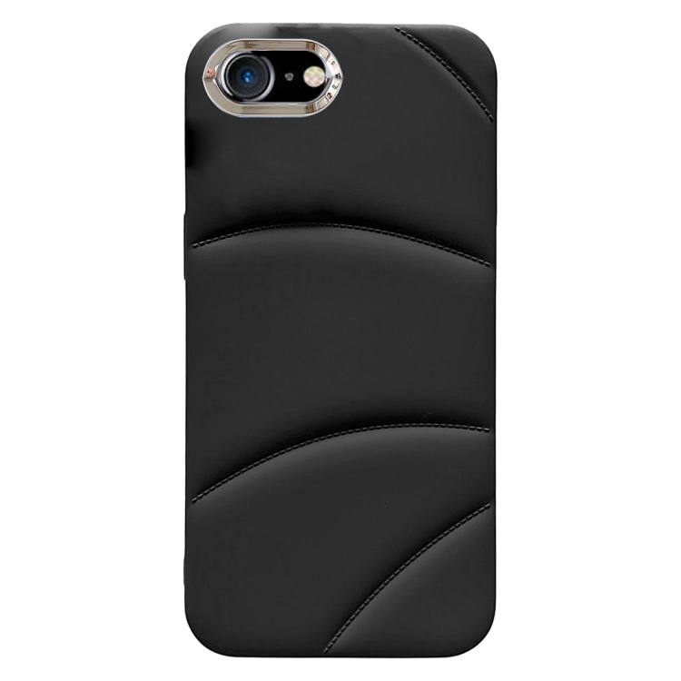 

For iPhone SE 2022 / 2020 / 8 / 7 Electroplating Liquid Down Jacket TPU Phone Case(Black)