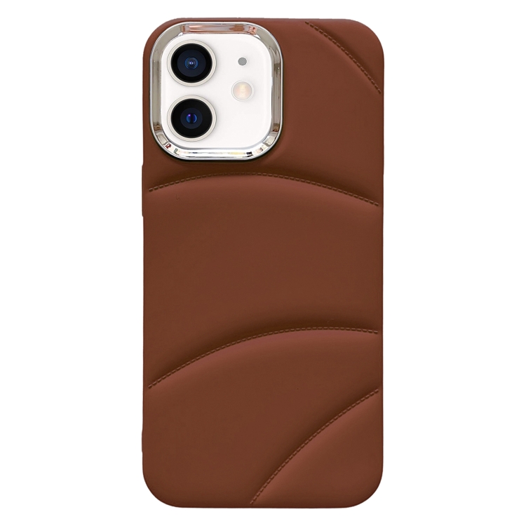 

For iPhone 12 Electroplating Liquid Down Jacket TPU Phone Case(Brown)