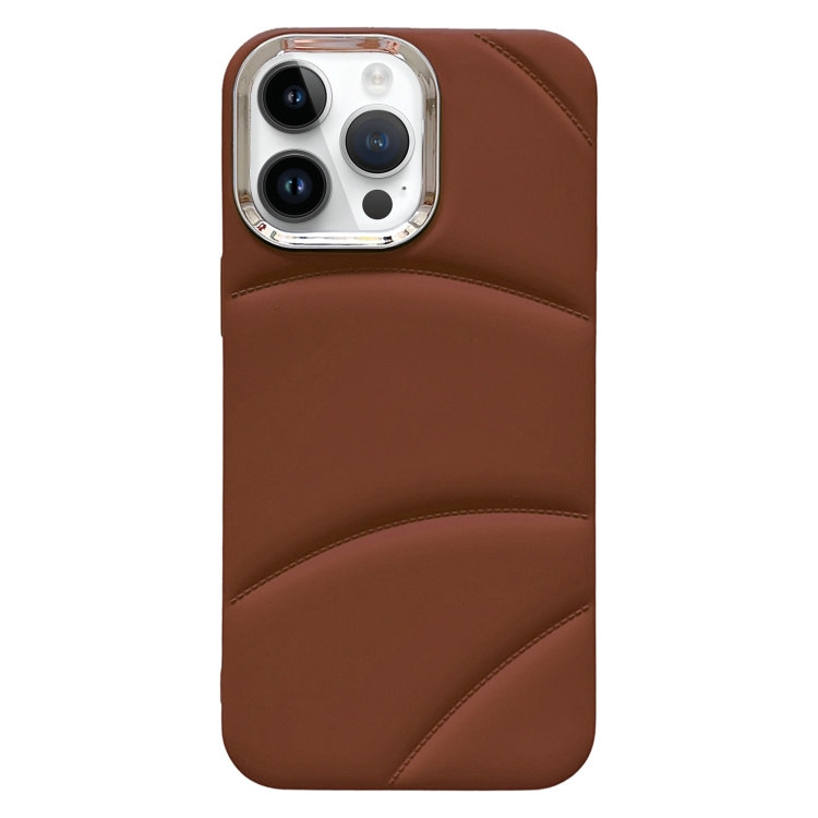

For iPhone 12 Pro Electroplating Liquid Down Jacket TPU Phone Case(Brown)