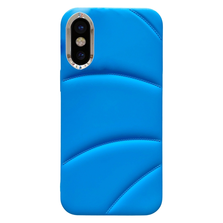 

For iPhone XS / X Electroplating Liquid Down Jacket TPU Phone Case(Blue)
