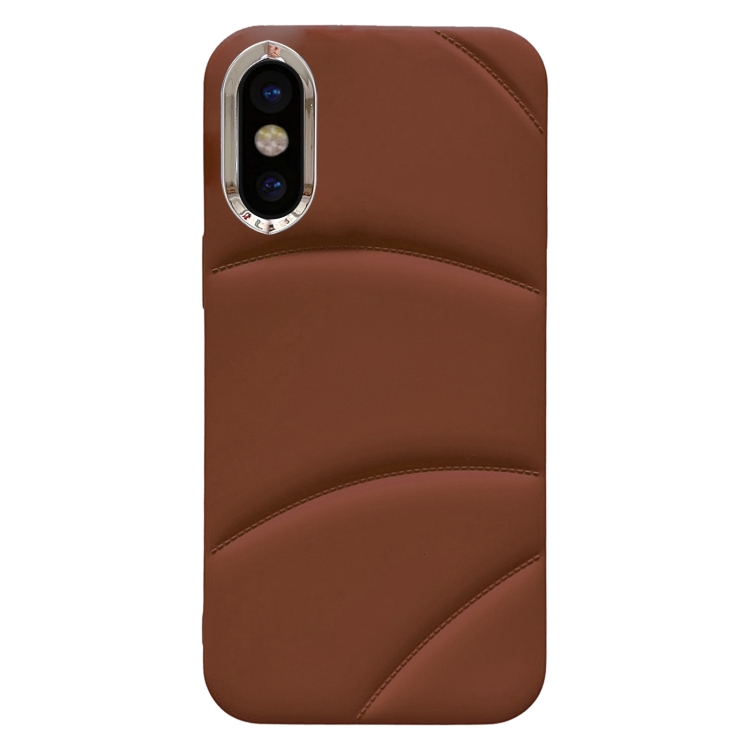 

For iPhone XS / X Electroplating Liquid Down Jacket TPU Phone Case(Brown)