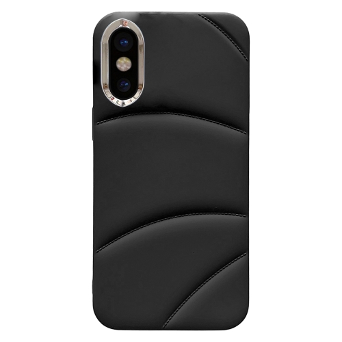

For iPhone XS / X Electroplating Liquid Down Jacket TPU Phone Case(Black)