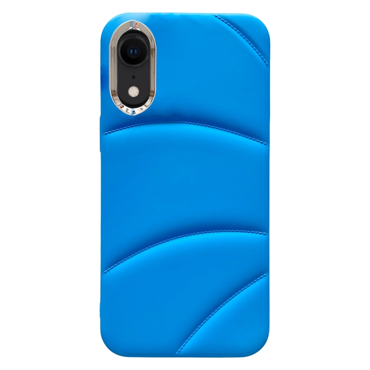 

For iPhone XR Electroplating Liquid Down Jacket TPU Phone Case(Blue)