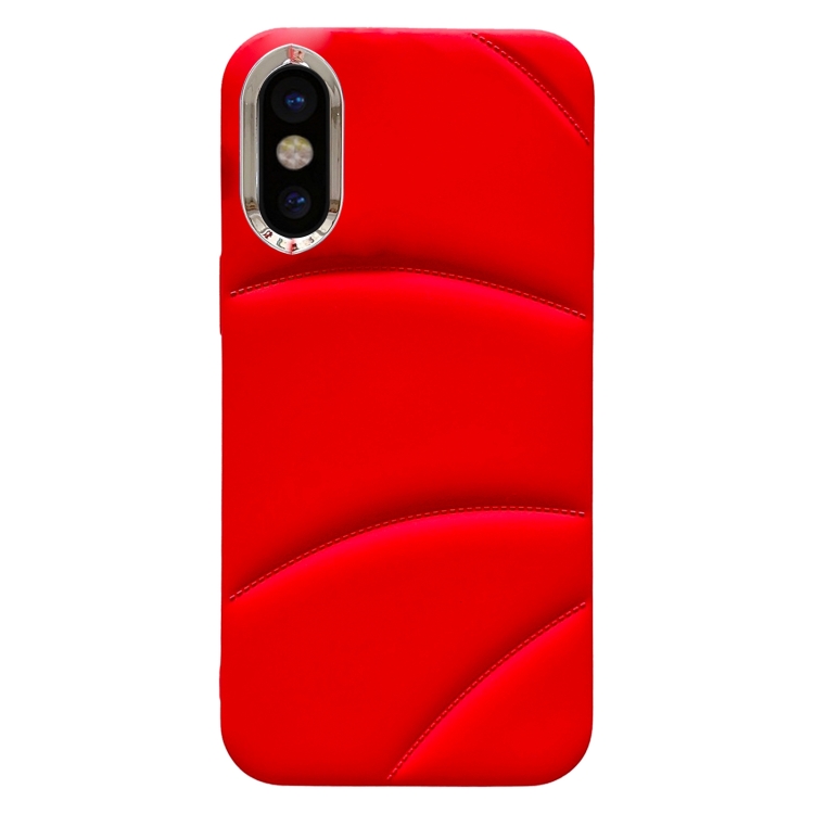 

For iPhone XS Max Electroplating Liquid Down Jacket TPU Phone Case(Red)