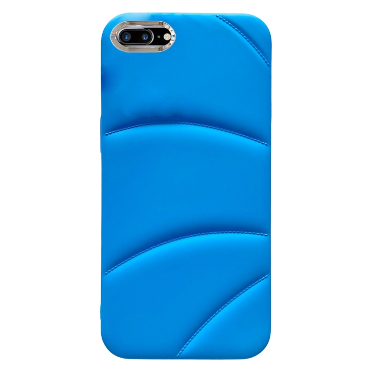 

For iPhone 8 Plus / 7 Plus Electroplating Liquid Down Jacket TPU Phone Case(Blue)