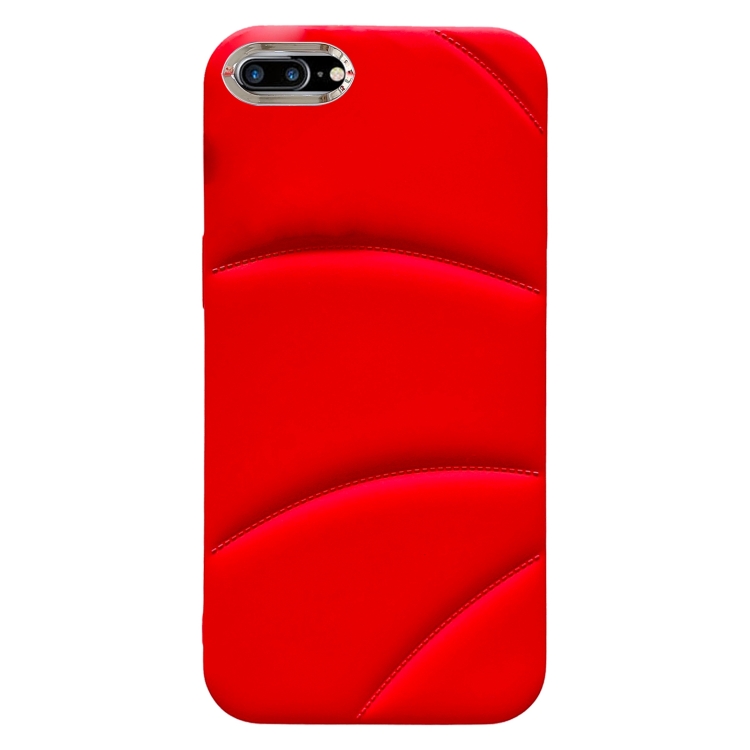 

For iPhone 8 Plus / 7 Plus Electroplating Liquid Down Jacket TPU Phone Case(Red)
