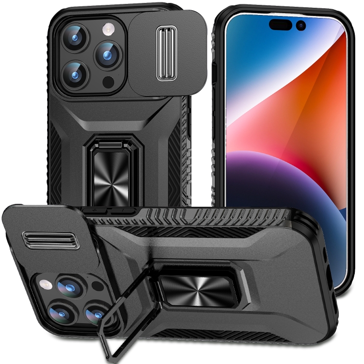 

For iPhone 15 Pro Sliding Camshield Holder Phone Case(Black)
