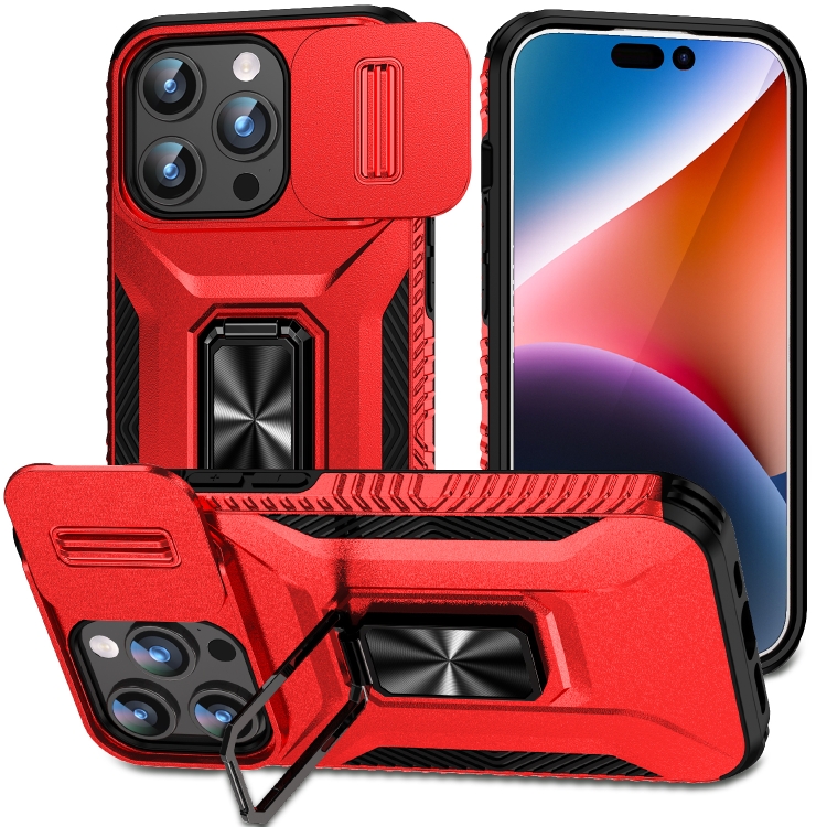 

For iPhone 15 Pro Sliding Camshield Holder Phone Case(Red)