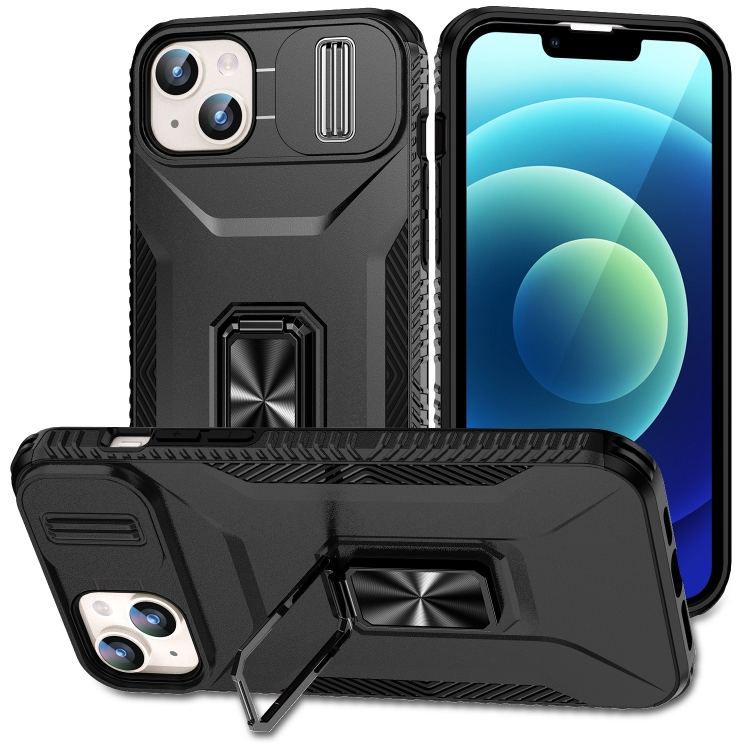 

For iPhone 15 Plus Sliding Camshield Holder Phone Case(Black)