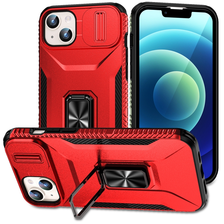 

For iPhone 15 Plus Sliding Camshield Holder Phone Case(Red)