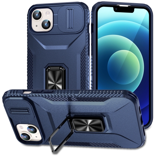 

For iPhone 15 Sliding Camshield Holder Phone Case(Blue)