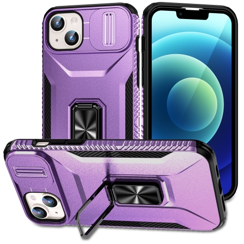 

For iPhone 15 Sliding Camshield Holder Phone Case(Purple)