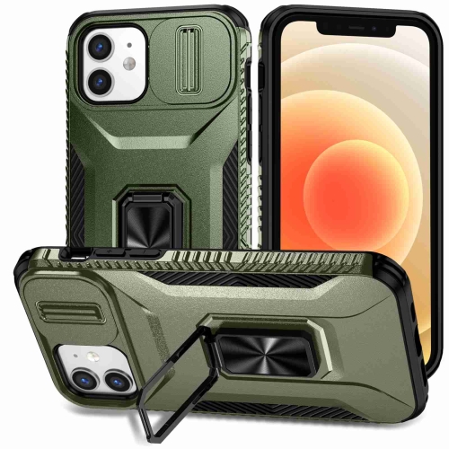 

For iPhone 12 / 12 Pro Sliding Camshield Holder Phone Case(Alpine Green)