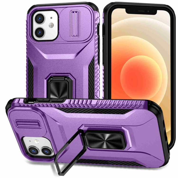 

For iPhone 12 / 12 Pro Sliding Camshield Holder Phone Case(Purple)