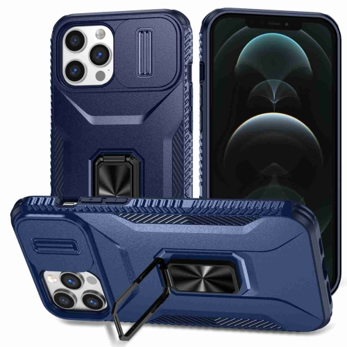 

For iPhone 12 Pro Max Sliding Camshield Holder Phone Case(Blue)