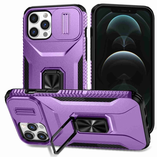 

For iPhone 12 Pro Max Sliding Camshield Holder Phone Case(Purple)