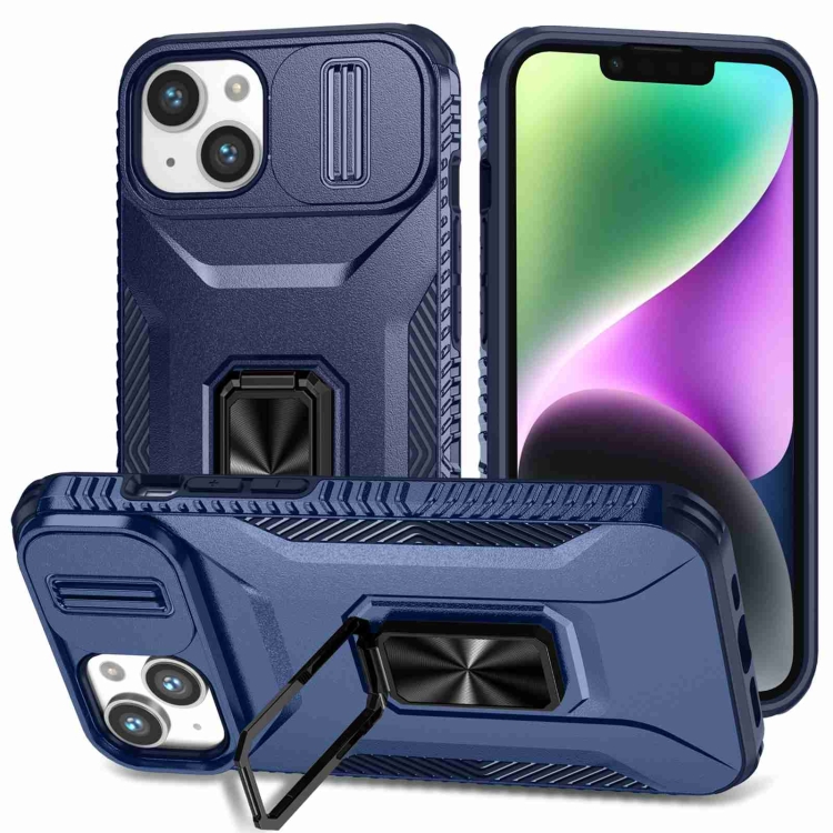 

For iPhone 13 Sliding Camshield Holder Phone Case(Blue)