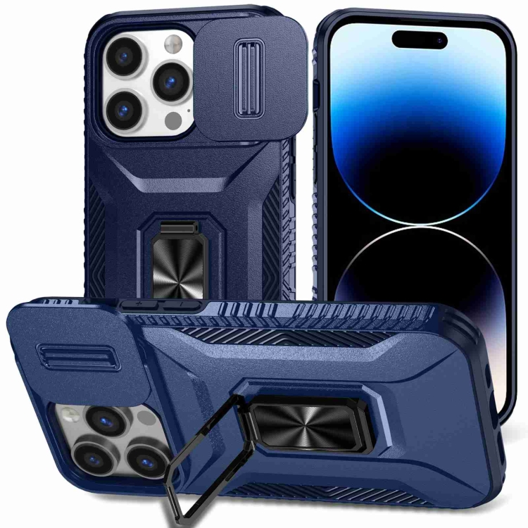 

For iPhone 13 Pro Sliding Camshield Holder Phone Case(Blue)