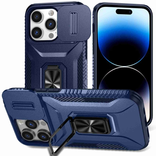 

For iPhone 13 Pro Max Sliding Camshield Holder Phone Case(Blue)