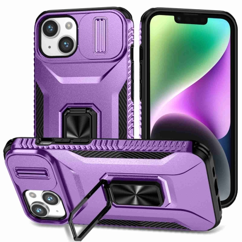 

For iPhone 14 Plus Sliding Camshield Holder Phone Case(Purple)