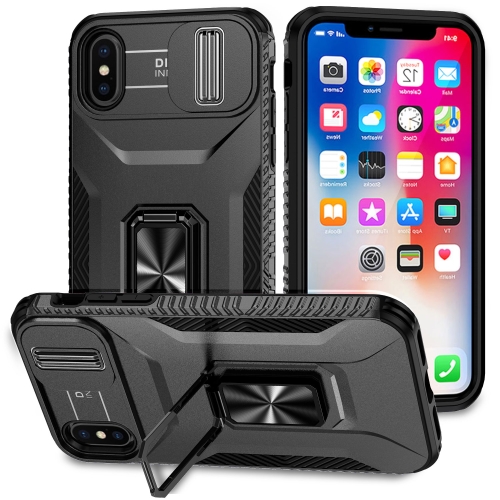 

For iPhone XS Sliding Camshield Holder Phone Case(Black)